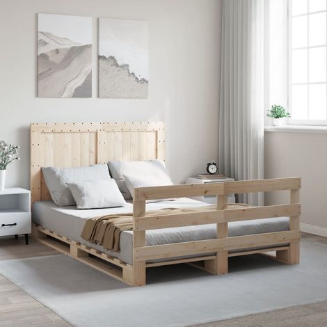 Lit double,Lit adulte,Cadre de lit avec tête de lit 140x200 cm bois de pin massif CFW10828 CFW962309 (1/5)