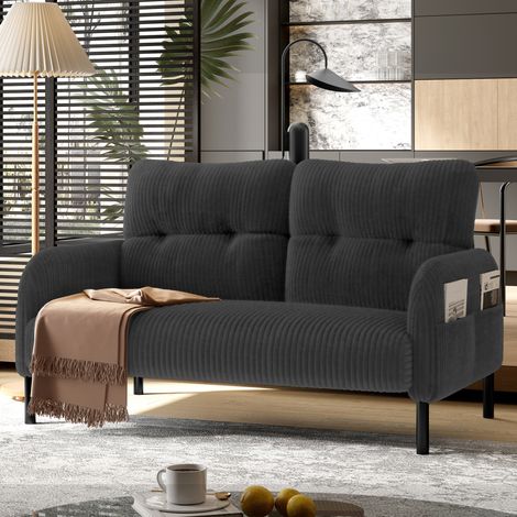 Sofá 2 plazas con bolsillo lateral de pana 120 cm OKMYHOME (1/5)