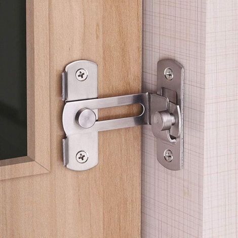 Verrou de porte à angle droit 90 degrés Boulon de verrouillage de boucle de verrouillage Boulon de barillet à verrou coulissant avec vis pour portes de toilette et fenêtres (1/3)