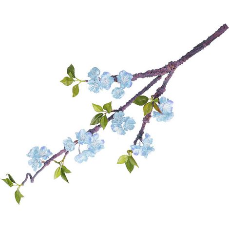 [Fleurs Fausses] Feuillage Plum Blossom Éternelle [Décoration Bureau Restaurant] Tiges 78cm Textures Gel Silk 3 Bouquets Bleu Vintage Vintage Impeccable Coifection (1/5)