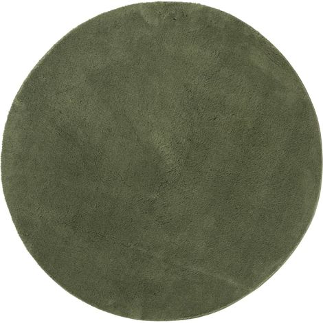 Tapis HUARTE à poils courts doux et lavable vert forêt Ø 120cm (1/5)