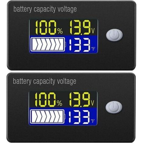 2Pcs Indicateur de capacité de la batterie 12V affichage LCD voltmètre testeur de température (1/5)