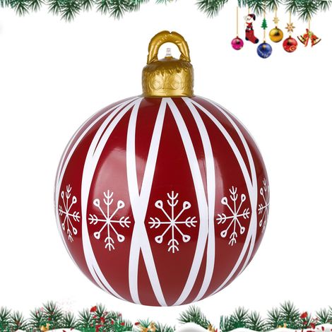 Boule de Noël Gonflable Géante 60cm Boule de Noël Gonflable en PVC Grosses Boules de Noel Exterieur pour Décoration de Noël, Décoration de Jardin, Cour, Porche Rouge B (1/5)