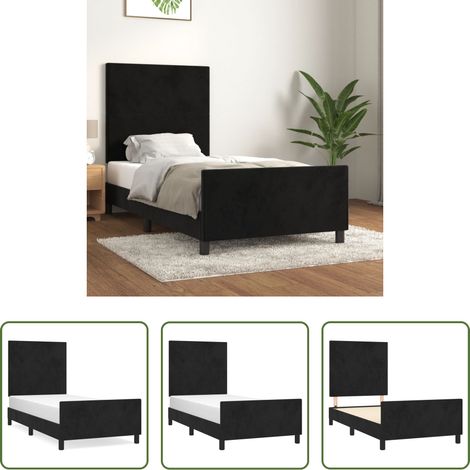 Kopfteil - Bettgestell mit Kopfteil Schwarz 90x200 cm Samt (1/5)