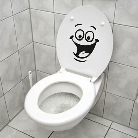 Autocollant smiley, sticker mural humoristique pour toilettes, salle de bain, cuisine, PVC, 1 couleur, taille unique (1/5)