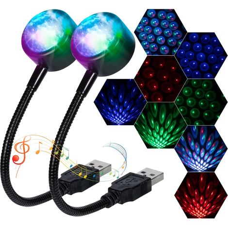 Pack Car Roof Lights, USB Star Projector, Adjustable Car Interior Light, Portable LED Light 4 Colors and 9 Working Modes, Starry Light for Decoration, Ceiling, Bedroom, Party, (1/5)