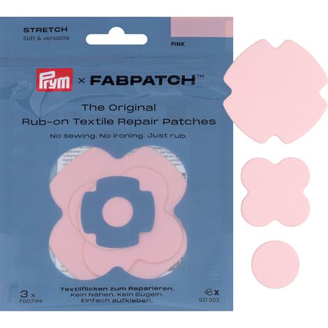 Prym 921003 FabPatch Stretch Rub-on Patch rosa (3 pezzi) – Toppe autoadesive bi-elastiche di riparazione per abbigliamento sportivo, leggings, giacche e sneakers – Riparazione tessile senza cuciture e (1/5)