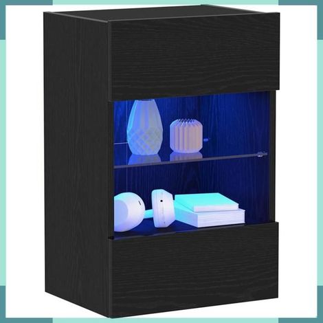 863097 Ensemble meuble TV Montage mural 2 pcs Noir 40 x 30 x 60,5 cm (1/5)
