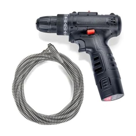 Furet Déboucheur Canalisation Sans fil, Arbre Flexible de 5m Tarière Vidange pour Canalisations Diamètre 35 à 100mm Spirale Nettoyage Tuyaux avec Chargeur et Batterie -
