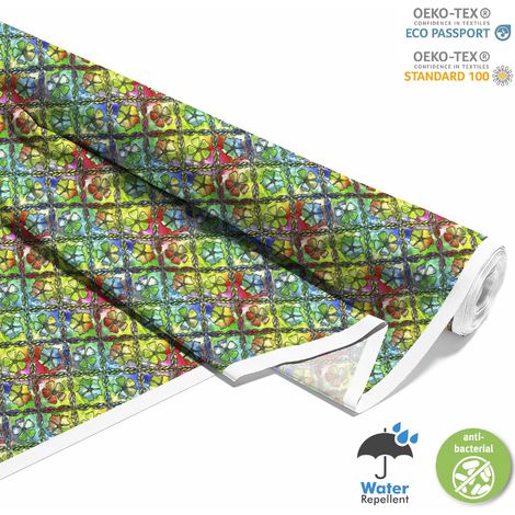 Outdoor dekostoffe oxford - Motiv Blumen aus Glasmalerei (1/5)