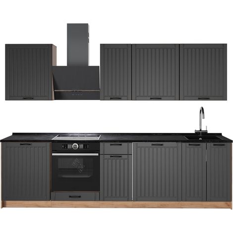 Cucina componibile Fame-Line, Grigio scuro/Rovere dorato, 280 cm, PL Antracite, Vicco (1/5)