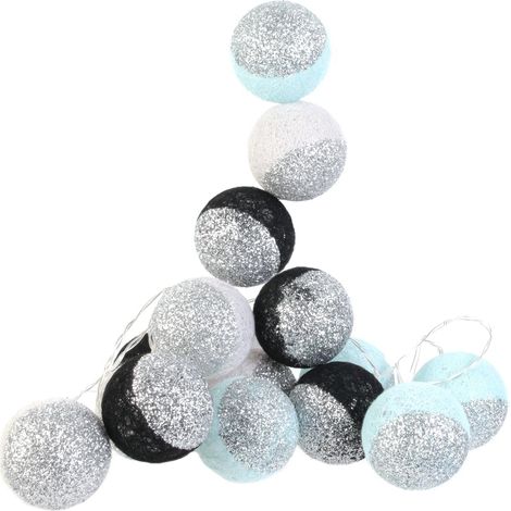 GUIRLANDE BOULE 16LED NOIR BLEU GLITTER 6X300CM M8 (1/5)