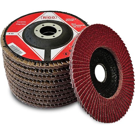 Lot 10 disques plats a lamelles ceramique 125 mm grain 60 (1/2)