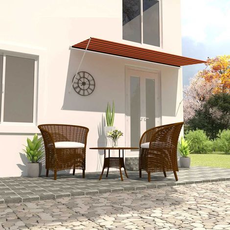 Auvent rétractable-Store banne 350x150 cm Orange et marron (1/5)