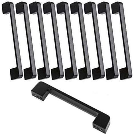 10 pcs Poignee de Meuble Cuisine Noir , Poignée Meubles Entraxe 160mm, Poignet Carrée de Porte d'Armoire Moderne pour Tiroirs, Armoires, Placards, Bureaux-DOU
