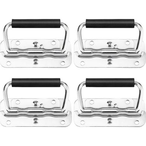 Lntyq 4 Pièces Poignées Pliantes à Ressort, Poignées en Acier Inoxydable, Poignée Pliante Métal pour Boîte à Outils ou Boîte de Rangement(100mm) (1/5)