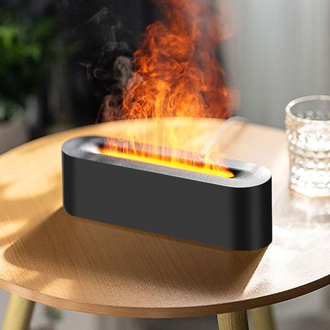 Difusor de aceites esenciales con efecto de llama, humidificador con luces LED de 7 colores, difusor de fragancias para el hogar, difusor de aromaterapia, función de temporizador y apagado automático (1/5)