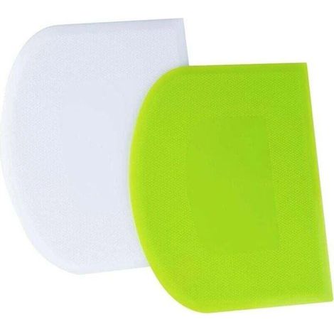 Spatola di plastica per pasticceria, 12x9,5 cm, a righe verdi e bianche, per pastella di crêpe. (1/4)