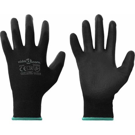vidaXL Arbeitshandschuhe, 24 Stück, Schwarz, Größe 11/XXL, Polyester (1/5)