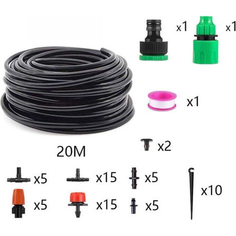 Kit Arrosage Goutte à Goutte 20M, Kit d'Irrigation pour Jardin avec Arroseur à Buse Réglable, pour Plantes et Terrasse (1/5)