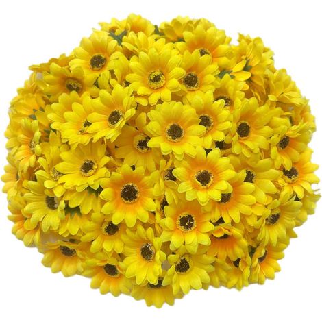 50 Têtes de tournesol, fleurs en soie, pétales doubles, design réaliste, décoration jardin balcon（Q3 : Nouveaux produits pour le mois d'août） (1/5)