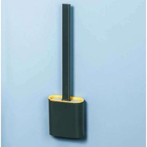 Brosse de Toilette en Silicone, Brosse WC avec Support à séchage Rapide, Brosse de Toilettes Détachable à Manche Long, Balai WC Montage Mural/au Sol pour Salle de Bain (1/5)