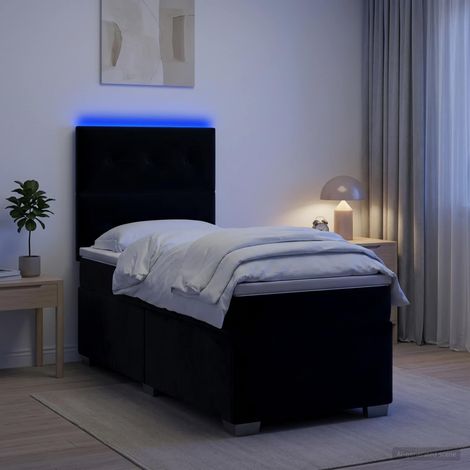 Cama box spring con colchón Negro 80 x 200 cm Terciopelo (1/5)
