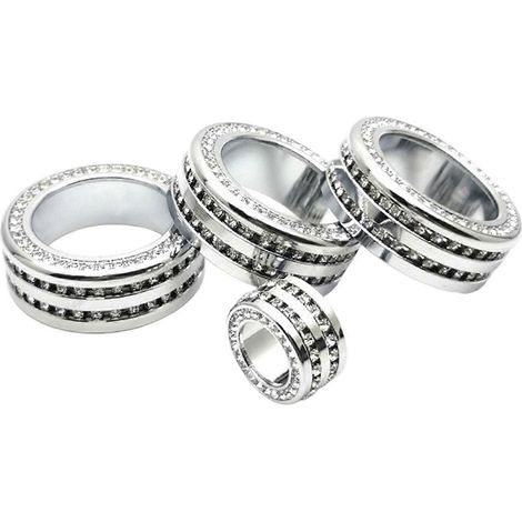 Ensemble de 4 accessoires intérieurs pour boutons et poignées automobiles : anneaux décoratifs en métal résistants aux rayures, multicolores. (1/4)