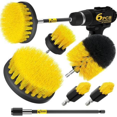 Juego de brocas de 6 piezas Cepillo de limpieza eléctrico con amplio juego de accesorios Juego de brocas multifuncionales para juntas, suelos y bañeras - 6 piezas (1/3)