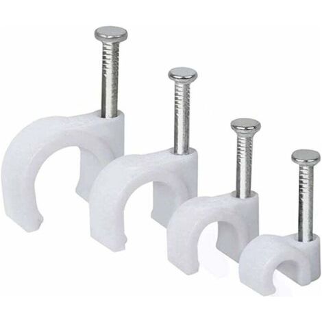 Serre-câbles pour câbles Pinces à clous 6 7 8 10 mm Serre-câbles Pinces à clous Clips adhésifs avec clous pour la fixation du matériau du câble pour la fixation du matériau du câble (100 par taille)
