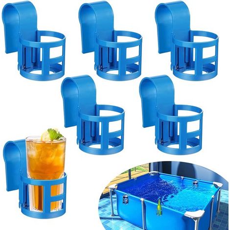 Lot de 5 porte-gobelets – Pour piscines hors-sol – ABS – Anti-éclaboussures – Rond – 2 pouces (1/5)