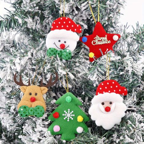 10 Pieces Christmas Element Pendant Set Holiday Hanging Decorations Tree Hanging Party Xmas Decor