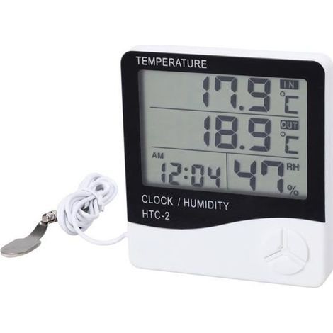 Digital LCD Interieur Thermomètre Hygromètre Testeur Humidité Horloge Cadeau NF (1/4)