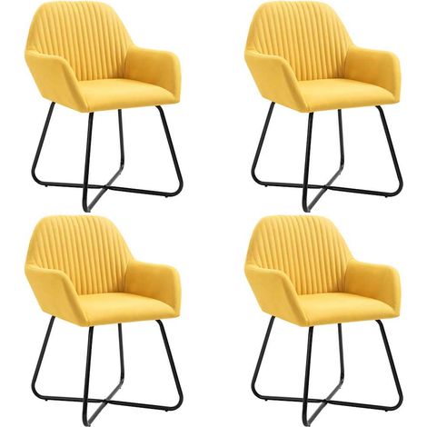 vidaXL Chaises à manger lot de 4 jaune tissu (1/5)