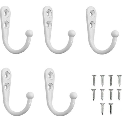 Crochets, lot de 5 crochets simples avec 10 vis, patères murales en métal pour cuisine et salle de bain