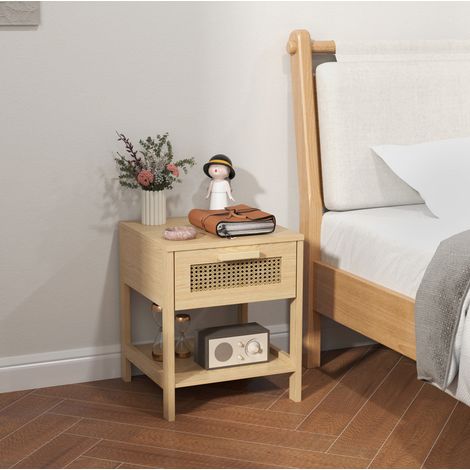 MEUBLIV Comodino naturale 40 x 40 x 48,4 cm con 1 cassetto e vano a giorno (1/5)