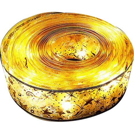 Ruban lumineux LED de Noël 5cmx5m, haute luminosité, double couche dorée, ruban de fête blanc chaud (1/5)