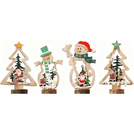 Décoration Noël - Décoration Bois - Lot de 4