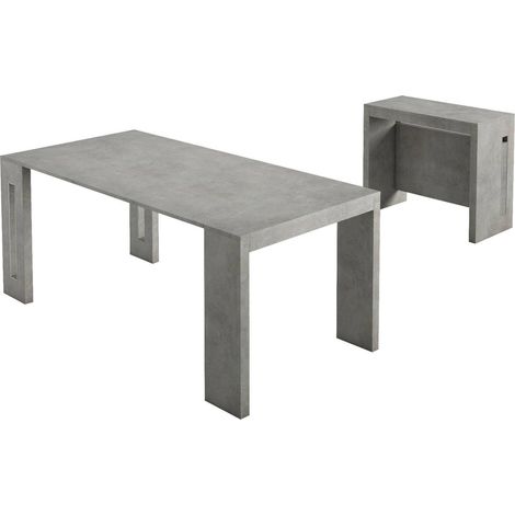 Dmora Tavolo allungabile Glicine, Tavolo da pranzo estensibile, Consolle multiuso con allunghe, 100% Made in Italy, Cm 186x80h76, Cemento, con imballo rinforzato