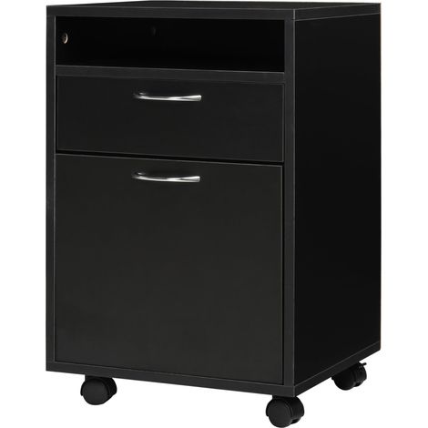 Caisson de Bureau Rangement Bureau sur Roulettes Noir (1/5)