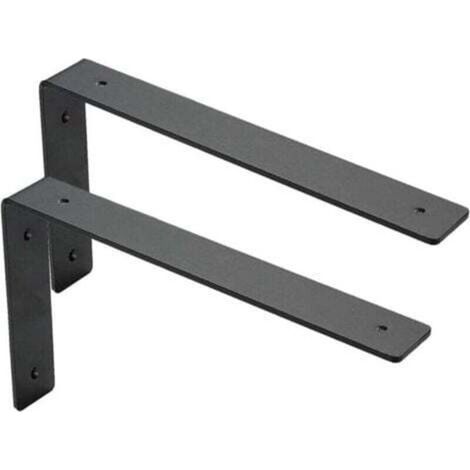 TONYSA Heavy Duty Wall Shelf Bracket, 3MM Thick Metal Shelf Supports with 90° Right Angle, Floating Mount for Living Room, Bedroom, Kitchen, Black (30 cm) (1/4)