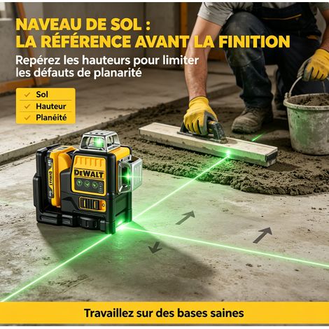 Kit niveau laser Dewalt DW089LG complet avec batterie 12V et chargeur, 16 lignes vertes auto-nivelant, sac inclus (1/5)