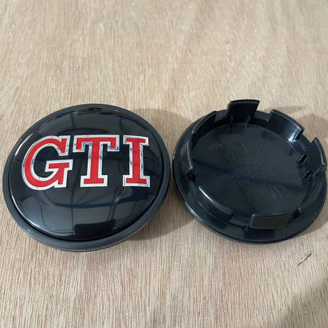 Cache moyeu de roue compatible Volkswagen VW GTI 65 mm, emblème logo Wolfsburg pour jantes, capuchons centraux de roue pour Golf, Passat, Touran, 4 pièces (1/2)