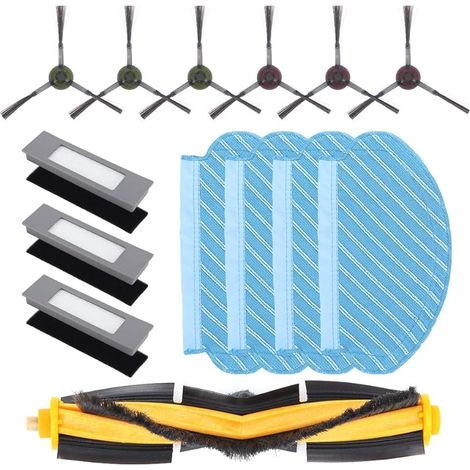 Pièces de Rechange pour Ecovacs DEEBOT OZMO 950 920 / ECOVACS DEEBOT N8 / Yeedi 2 Hybrid Aspirateur Robot, 1 Brosse Principale, 6 Brosses Latérales, 3 Filtres HEPA, 4 Chiffon de Nettoyage (1/5)