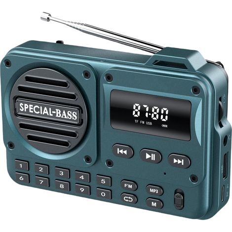 Radio FM de Poche – Rechargeable USB-C 2000mAh, Excellente Réception, Haut-Parleur Clair et Jack Casque, Écran LCD, Bluetooth/TF (Sans AM), Couleur Turquoise, pour Marche, Jogging et Gym(Vert) (1/5)