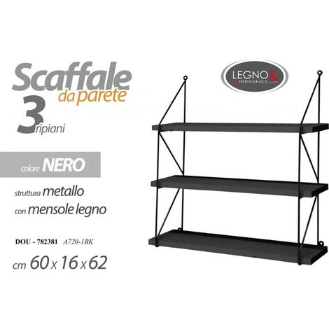 Estante de pared para tablón de anuncios urbano industrial negro 60 x 16 x 62 h