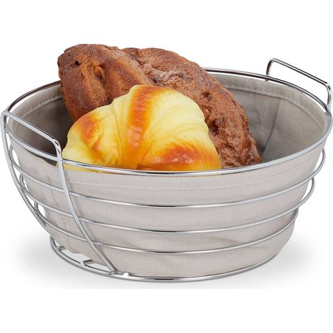 Cesta de pan redonda de metal con tapa