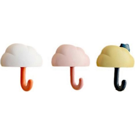 Lot de 3 crochets adhésifs en forme de nuage pour l'organisation de la maison, crochet décoratif pour dortoir, outil de suspension pour serviettes et clés en plastique (1/4)