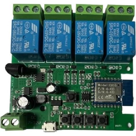 WIFI Relay Switching Module, Self-Locking/Momentary Mode, WIFI Remote Voice Control Garage Door, DIY Smart Home (Smart life app, 4CH) (1/5)