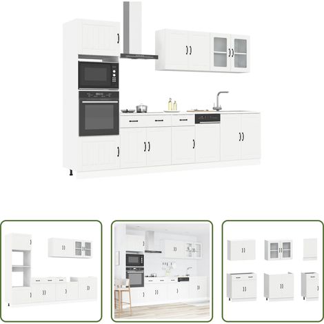 vidaXL Küchenmöbel - 7-tlg. Küchenschrank-Set Kalmar Weiß Holzwerkstoff (1/5)